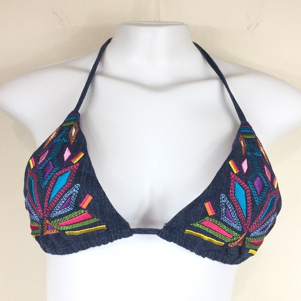 Victoria's Secret | Embroidered Denim Bikini Top